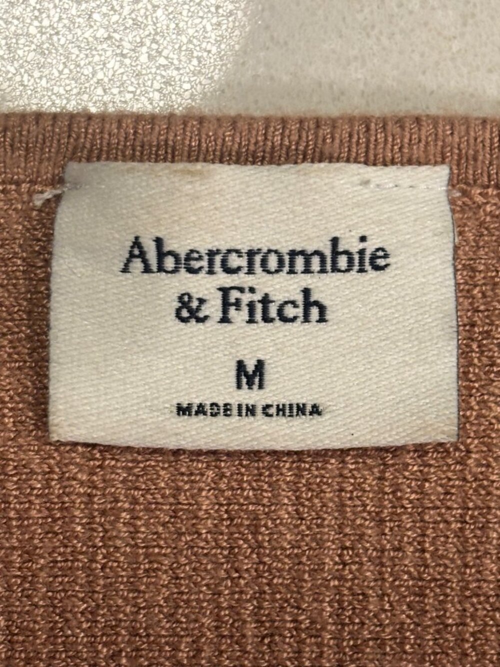 Abercrombie & Fitch Ribbed Knit Square Neck Top Women’s Medium Brown Short Sleev - Picture 7 of 12